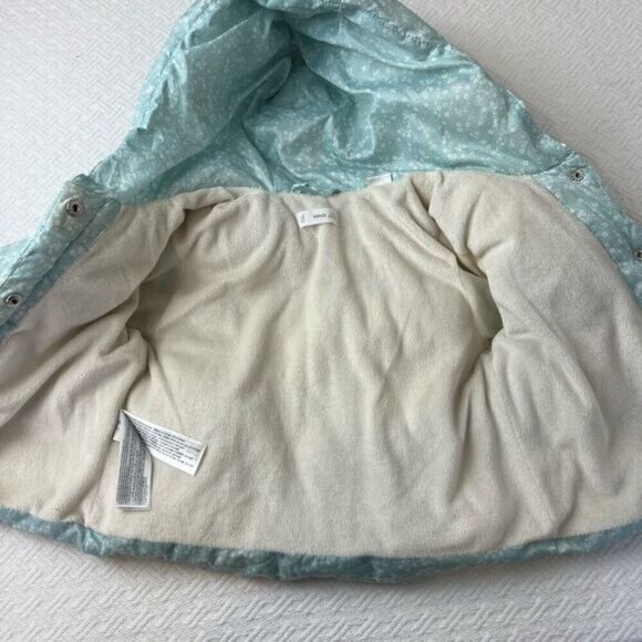 MNG Baby Girl Size 12-18 Month Blue White Floral Snow Ski Rain Jacket Full Zip - Picture 10 of 12